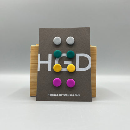 Polymer Clay Earring Studs – Plain Round