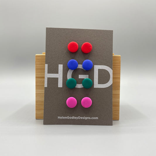 Polymer Clay Earring Studs – Plain Round