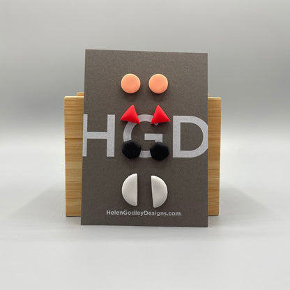 Polymer Clay Earring Studs – Geometric Shapes