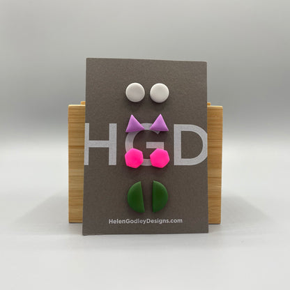Polymer Clay Earring Studs – Geometric Shapes