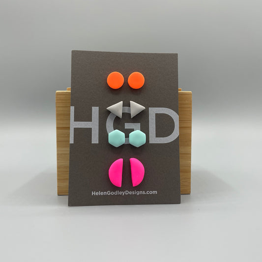 Polymer Clay Earring Studs – Geometric Shapes