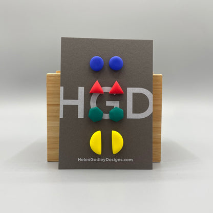 Polymer Clay Earring Studs – Geometric Shapes