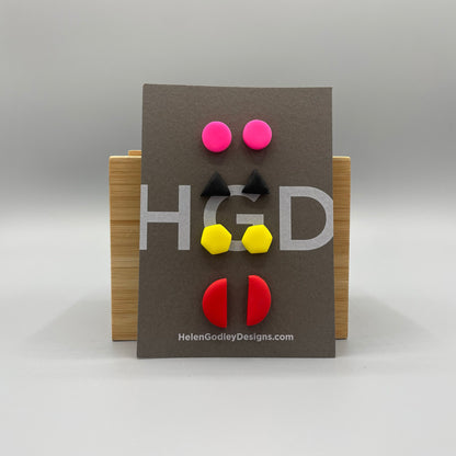 Polymer Clay Earring Studs – Geometric Shapes