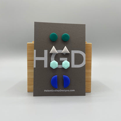 Polymer Clay Earring Studs – Geometric Shapes