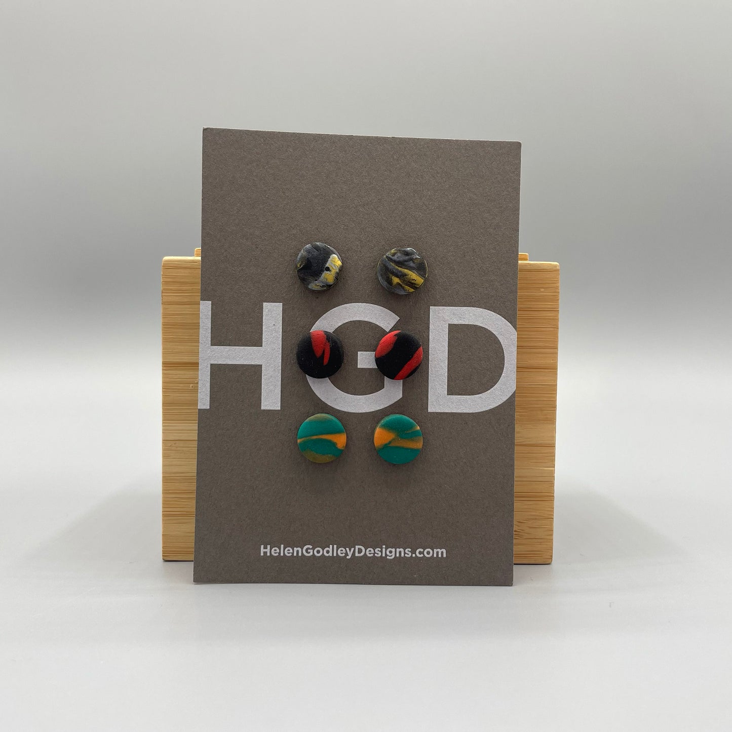 Polymer Clay Earring Studs – Marbled Round