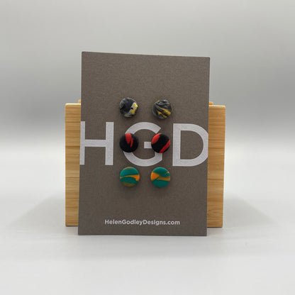 Polymer Clay Earring Studs – Marbled Round