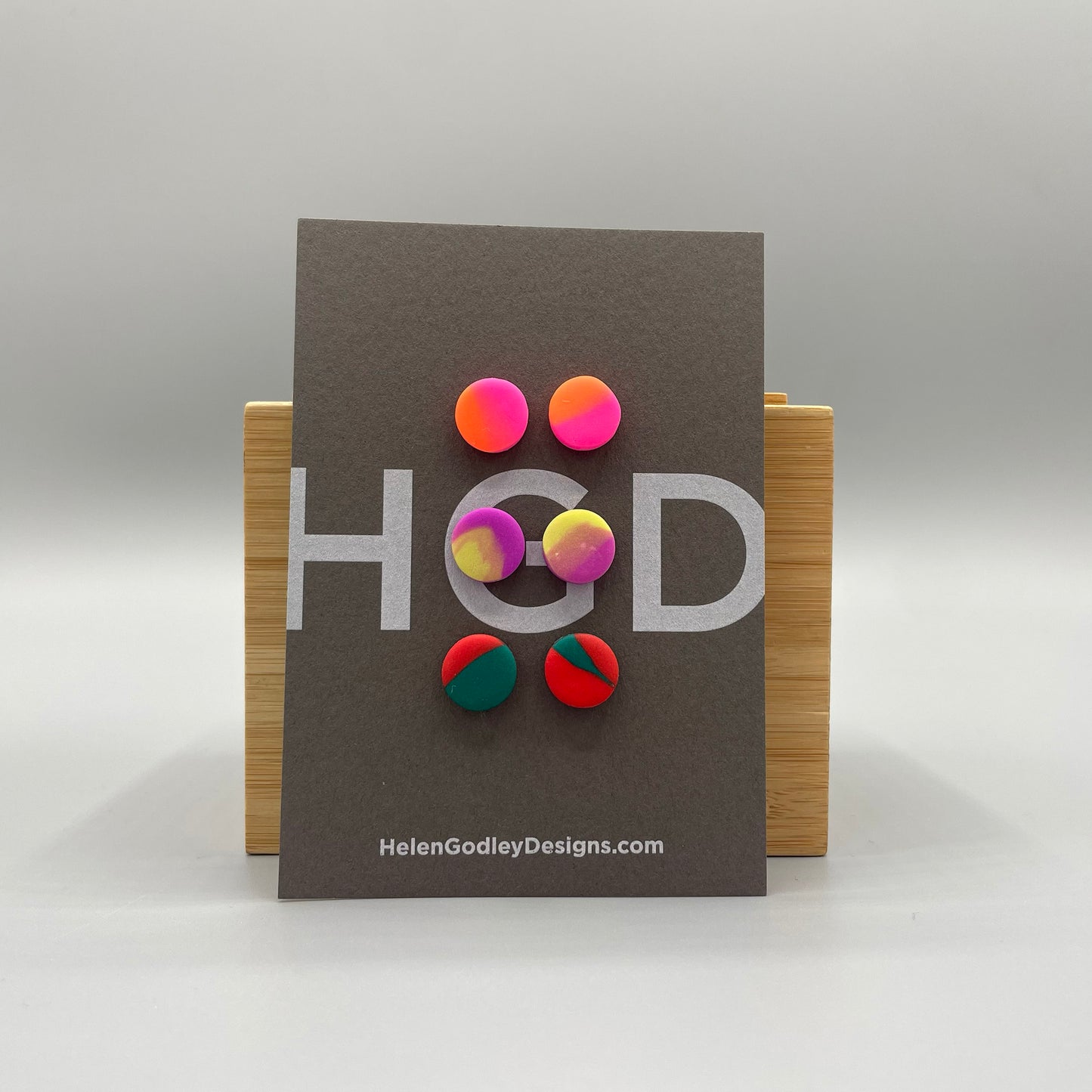 Polymer Clay Earring Studs – Marbled Round