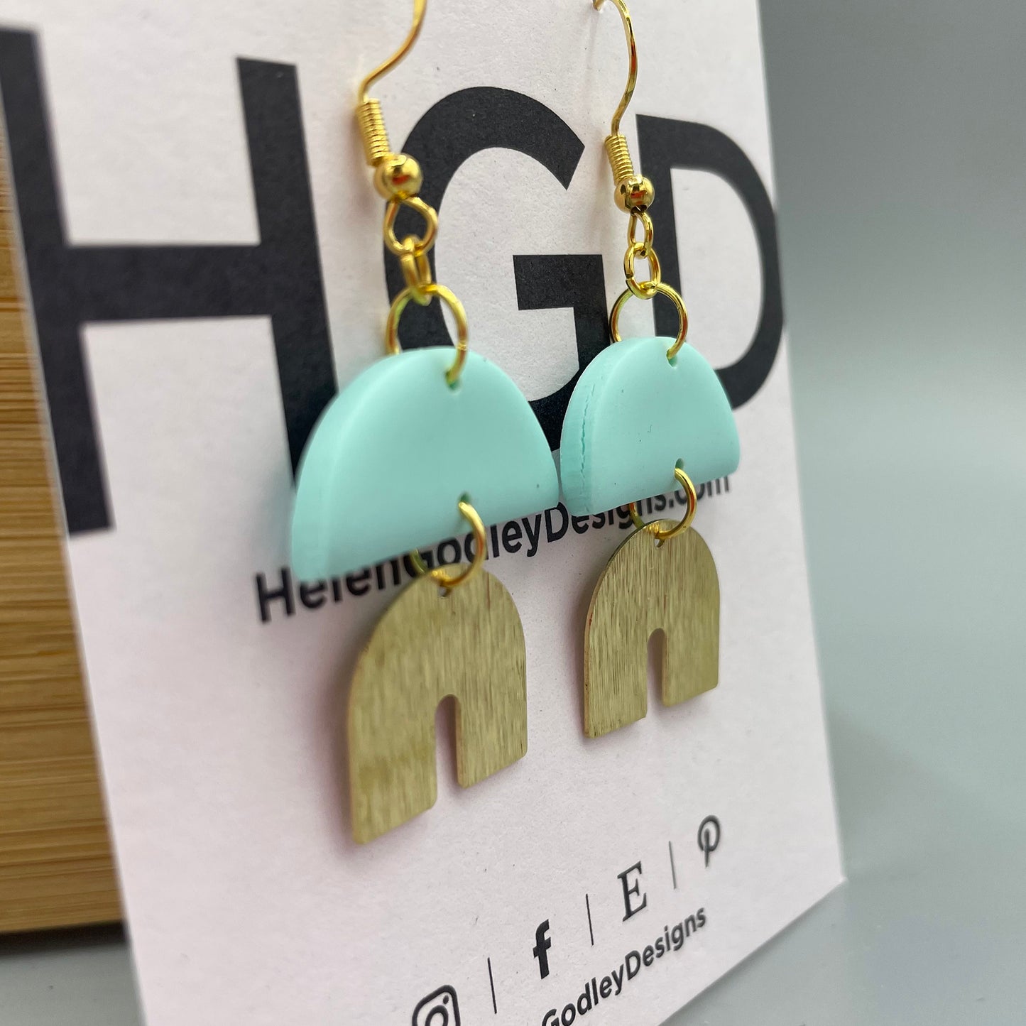 Polymer Clay Dangly Earrings – Brass Arches