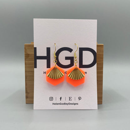 Polymer Clay Dangly Earrings – Brass Fan