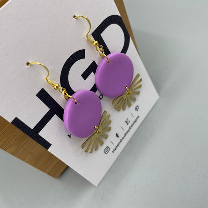 Polymer Clay Dangly Earrings – Brass Rays