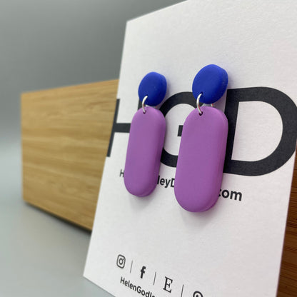 Polymer Clay Dangly Earrings – Lozenge Dots