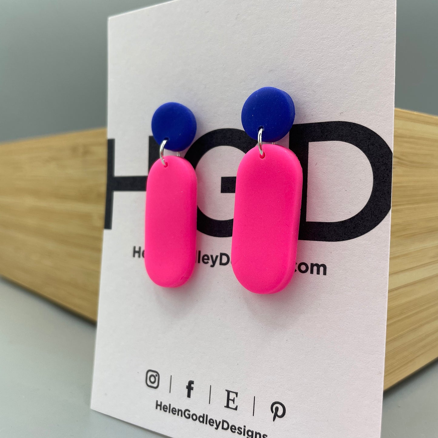 Polymer Clay Dangly Earrings – Lozenge Dots