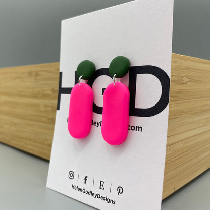 Polymer Clay Dangly Earrings – Lozenge Dots