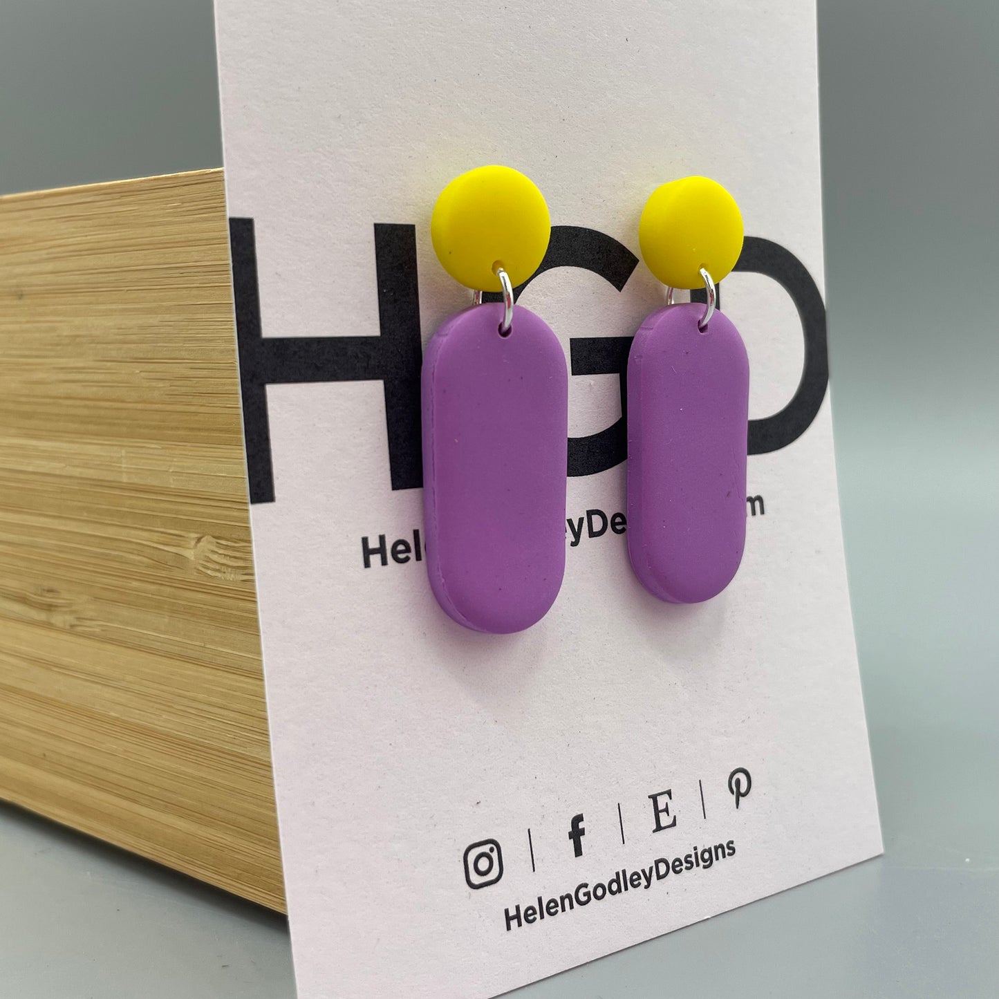 Polymer Clay Dangly Earrings – Lozenge Dots