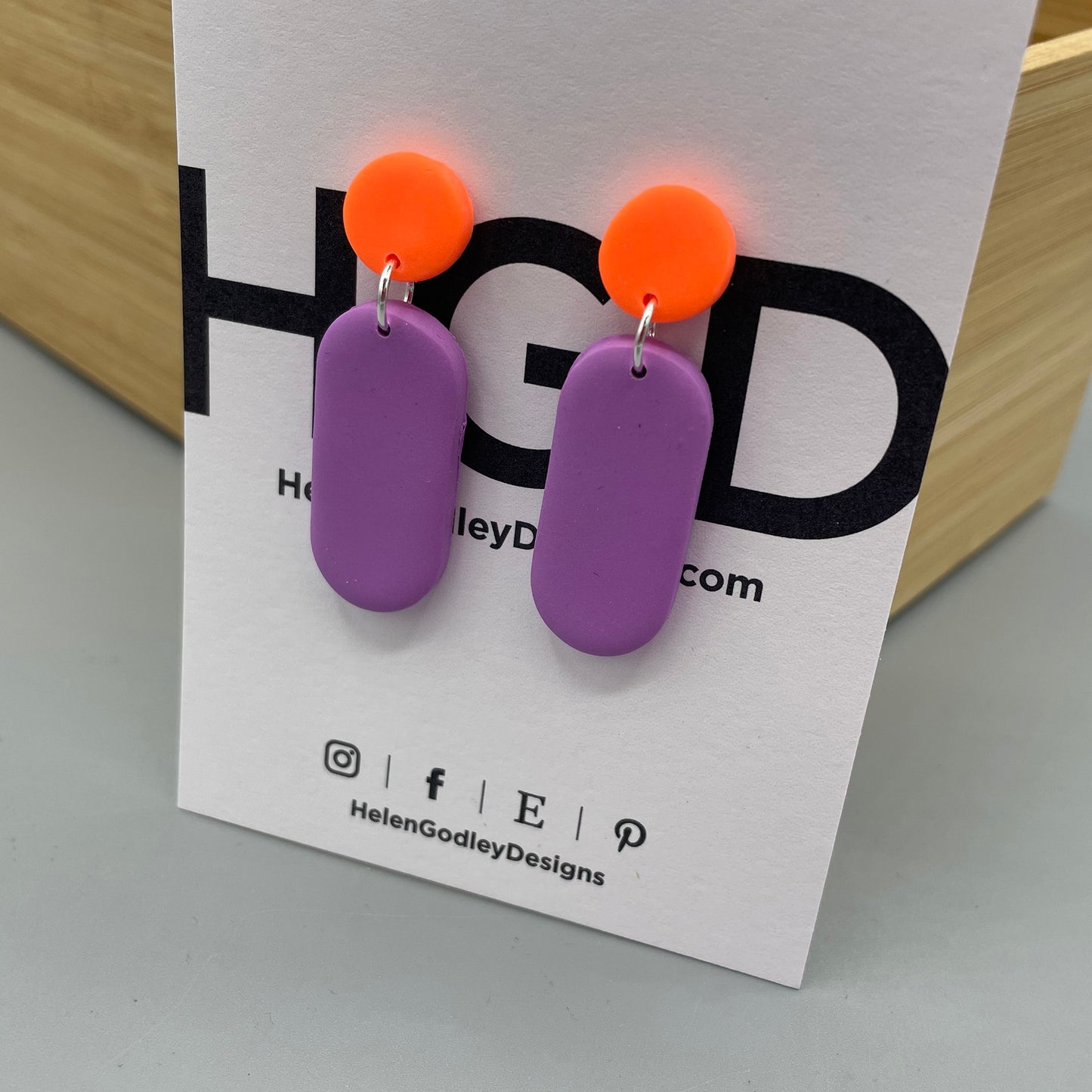 Polymer Clay Dangly Earrings – Lozenge Dots