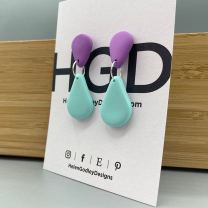 Polymer Clay Dangly Earrings – Tear Drop