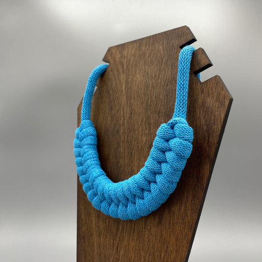 Recycled Cotton Macrame Necklace - Blue