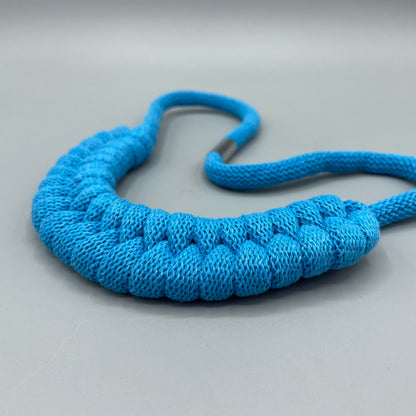 Recycled Cotton Macrame Necklace - Blue