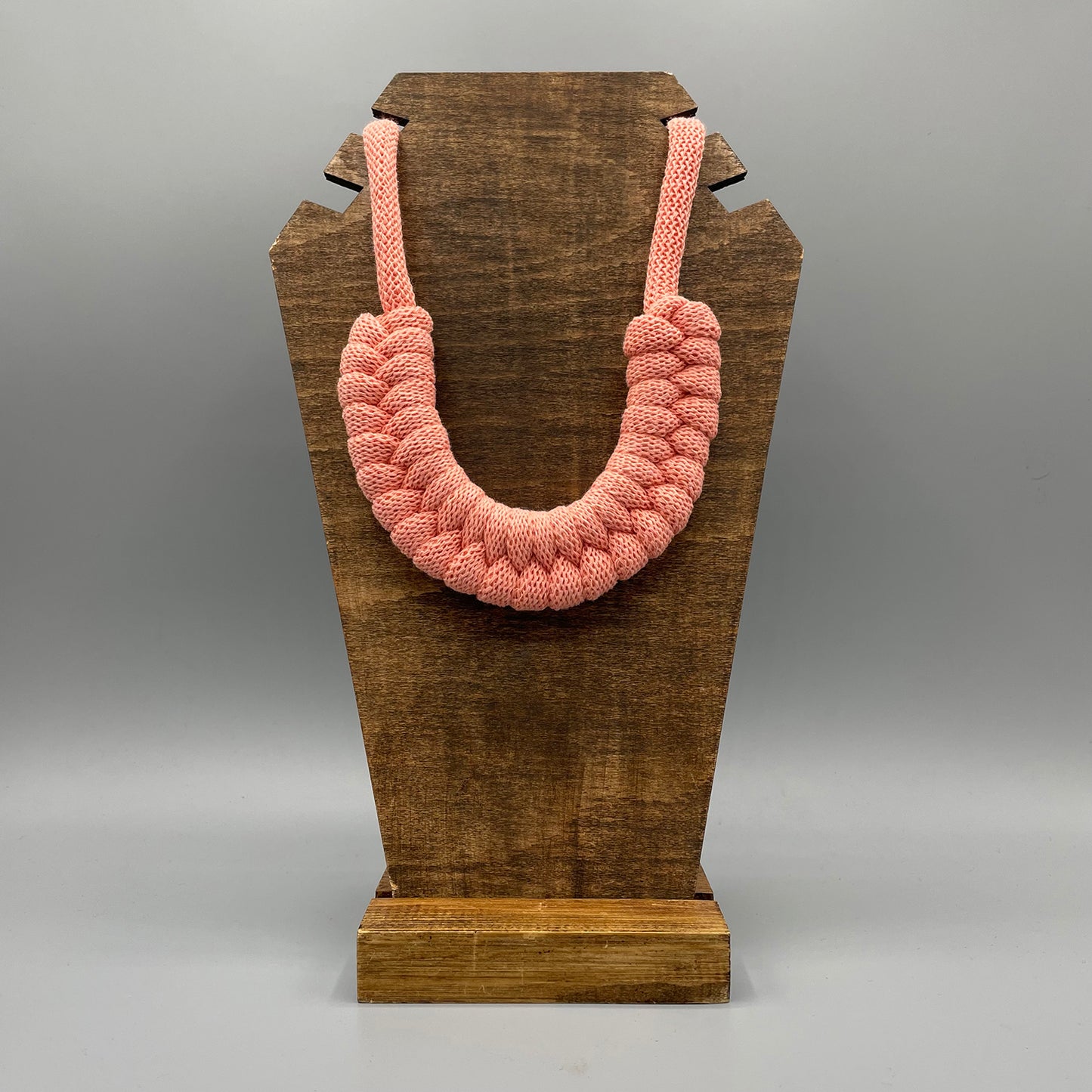 Recycled Cotton Macrame Necklace - Coral