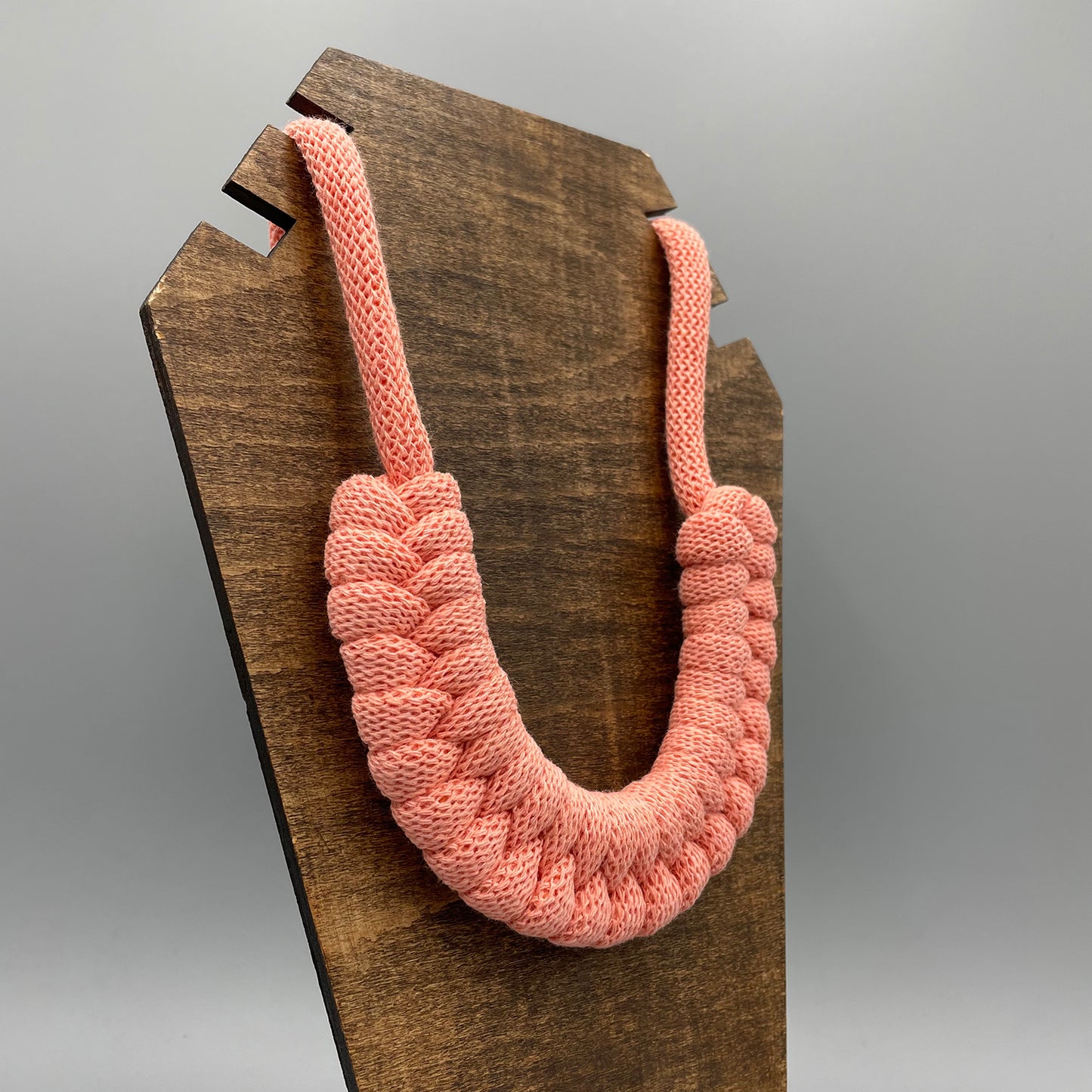 Recycled Cotton Macrame Necklace - Coral