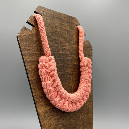 Recycled Cotton Macrame Necklace - Coral