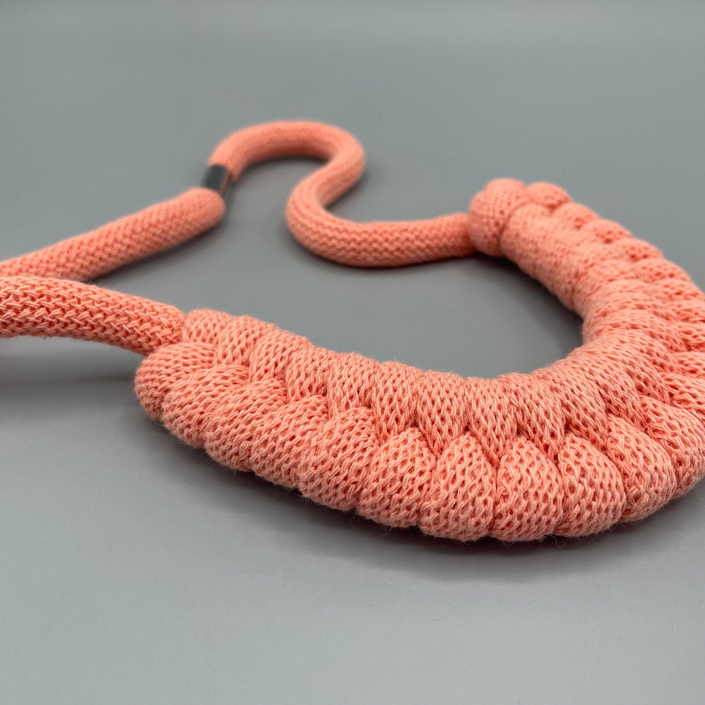 Recycled Cotton Macrame Necklace - Coral