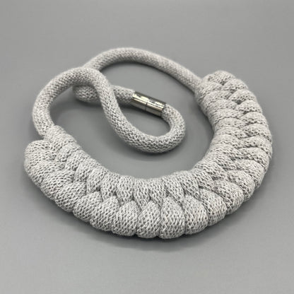 Recycled Cotton Macrame Necklace - Grey