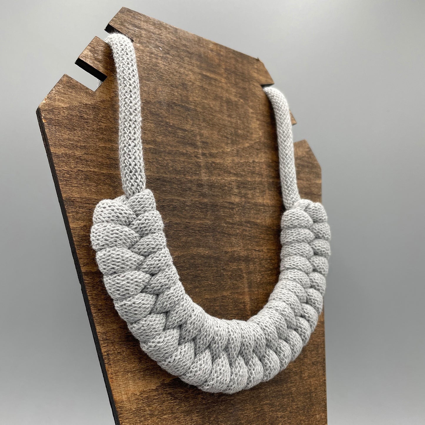 Recycled Cotton Macrame Necklace - Grey