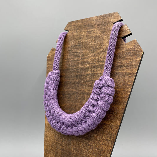 Recycled Cotton Macrame Necklace - Lilac