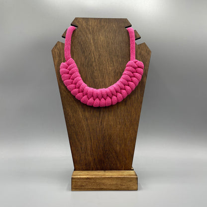 Recycled Cotton Macrame Necklace - Magenta