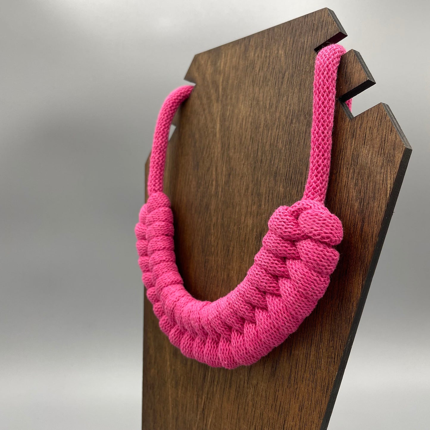 Recycled Cotton Macrame Necklace - Magenta