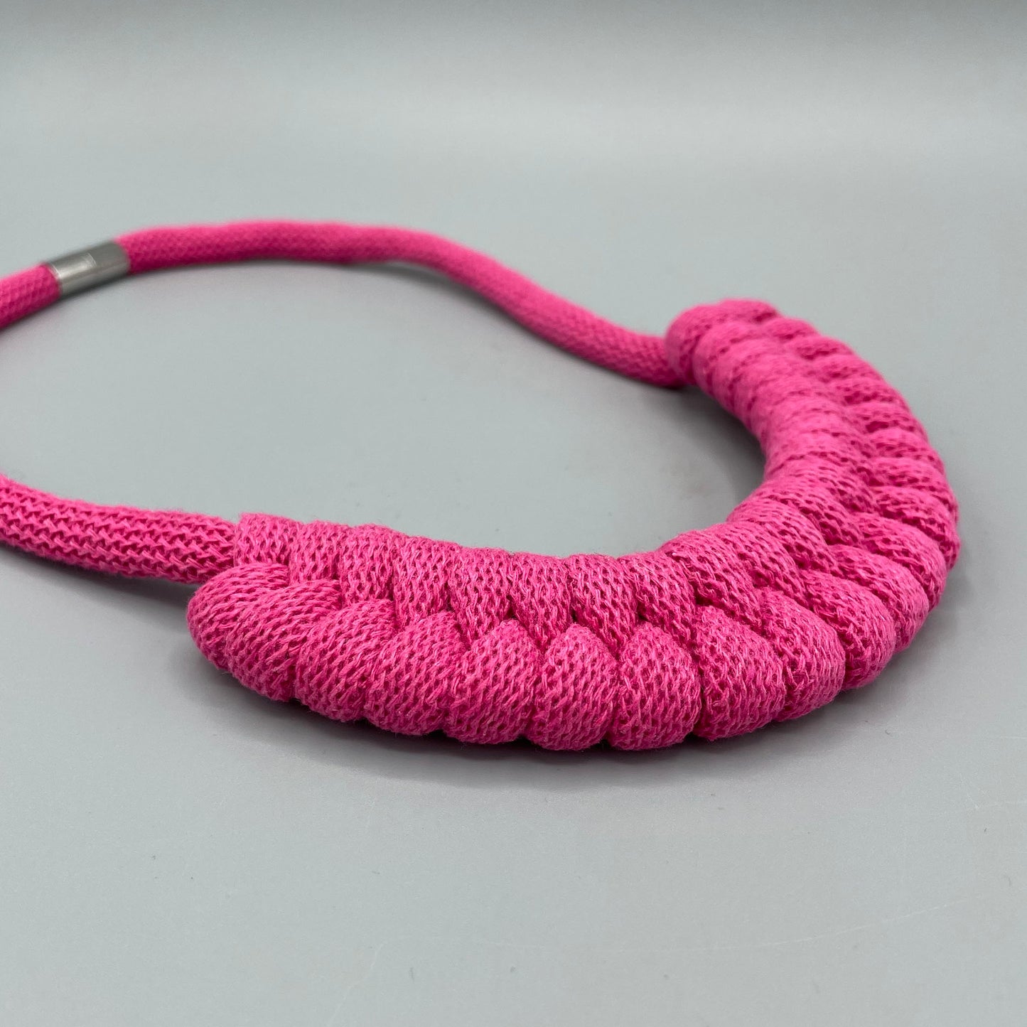 Recycled Cotton Macrame Necklace - Magenta