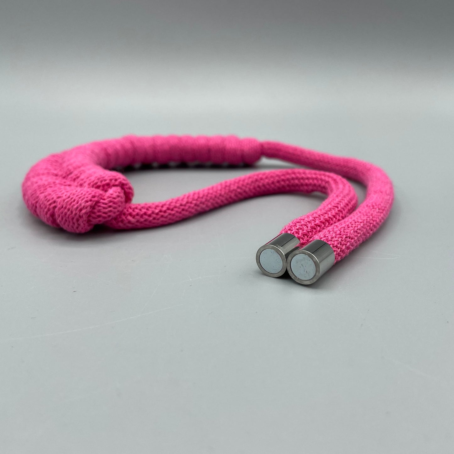 Recycled Cotton Macrame Necklace - Magenta