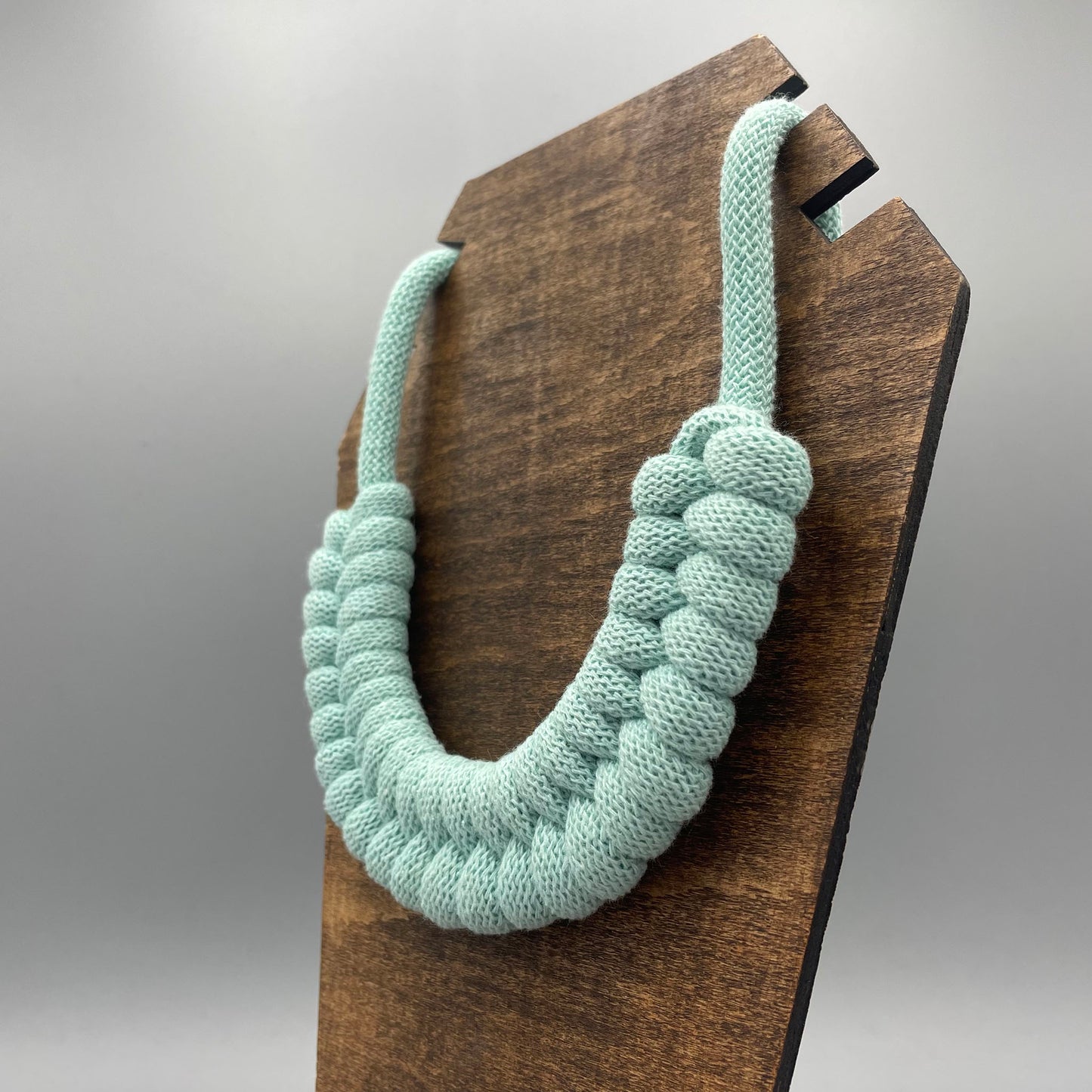 Recycled Cotton Macrame Necklace - Mint