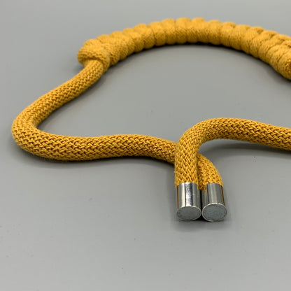 Recycled Cotton Macrame Necklace - Mustard