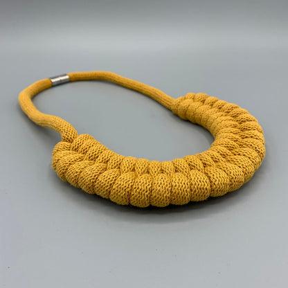 Recycled Cotton Macrame Necklace - Mustard