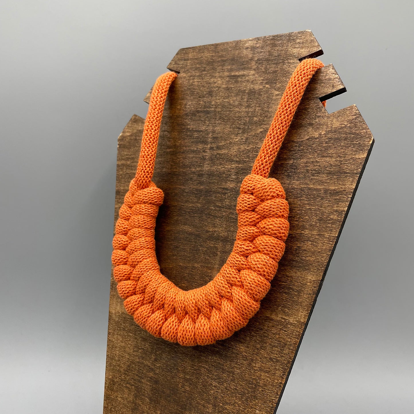 Recycled Cotton Macrame Necklace - Orange