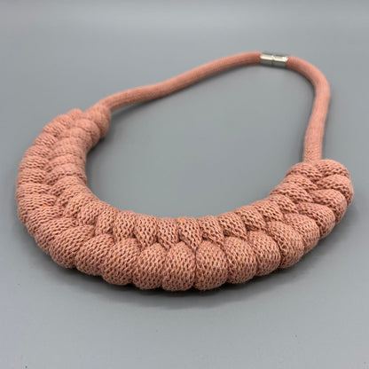 Recycled Cotton Macrame Necklace - Pink