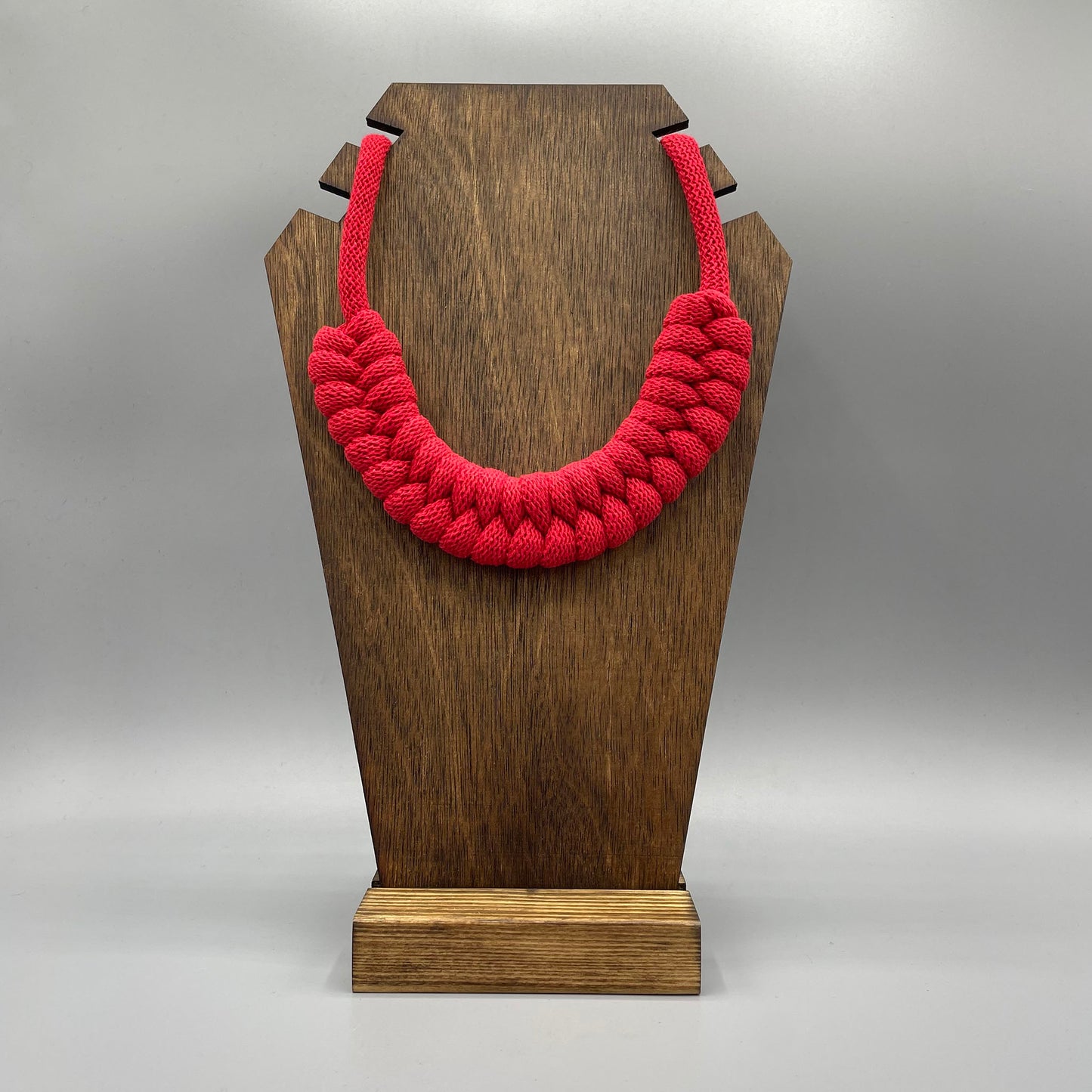 Recycled Cotton Macrame Necklace - Red