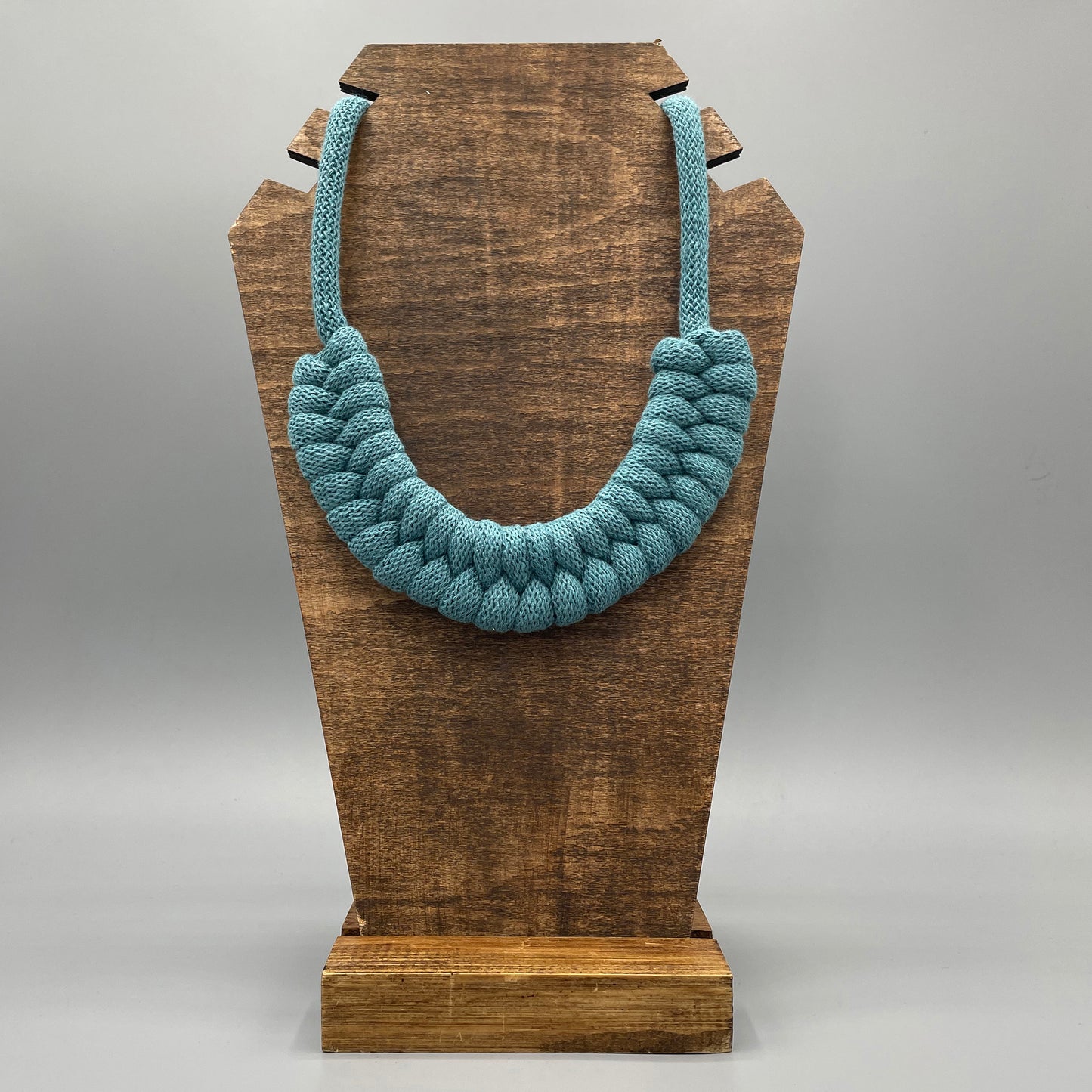 Recycled Cotton Macrame Necklace - Teal