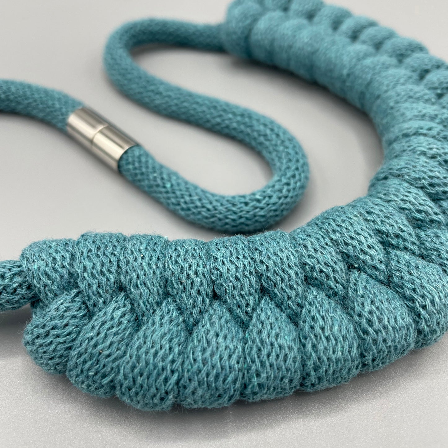 Recycled Cotton Macrame Necklace - Teal