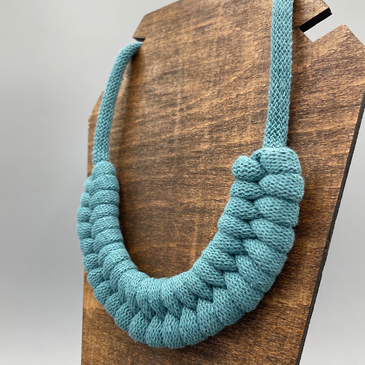 Recycled Cotton Macrame Necklace - Teal