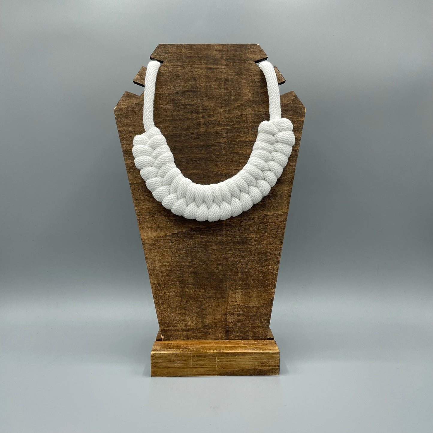 Recycled Cotton Macrame Necklace - White