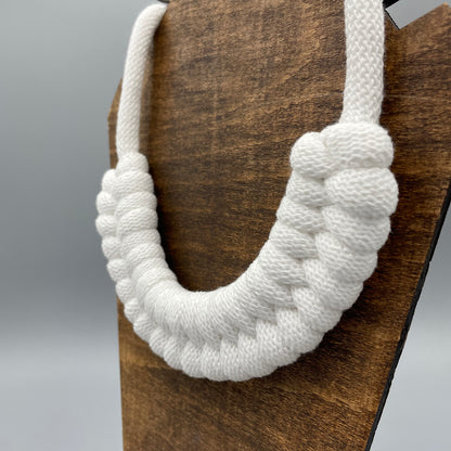 Recycled Cotton Macrame Necklace - White