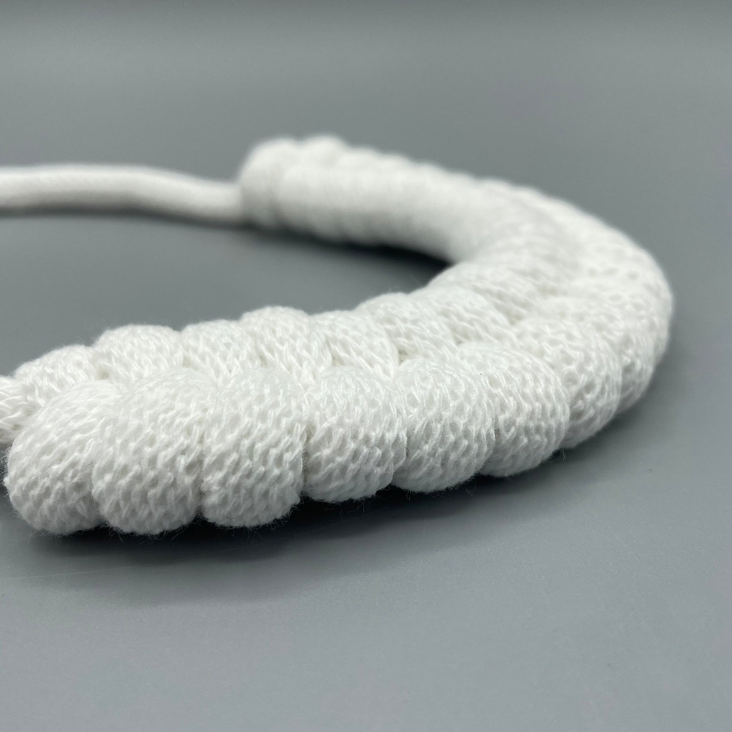 Recycled Cotton Macrame Necklace - White