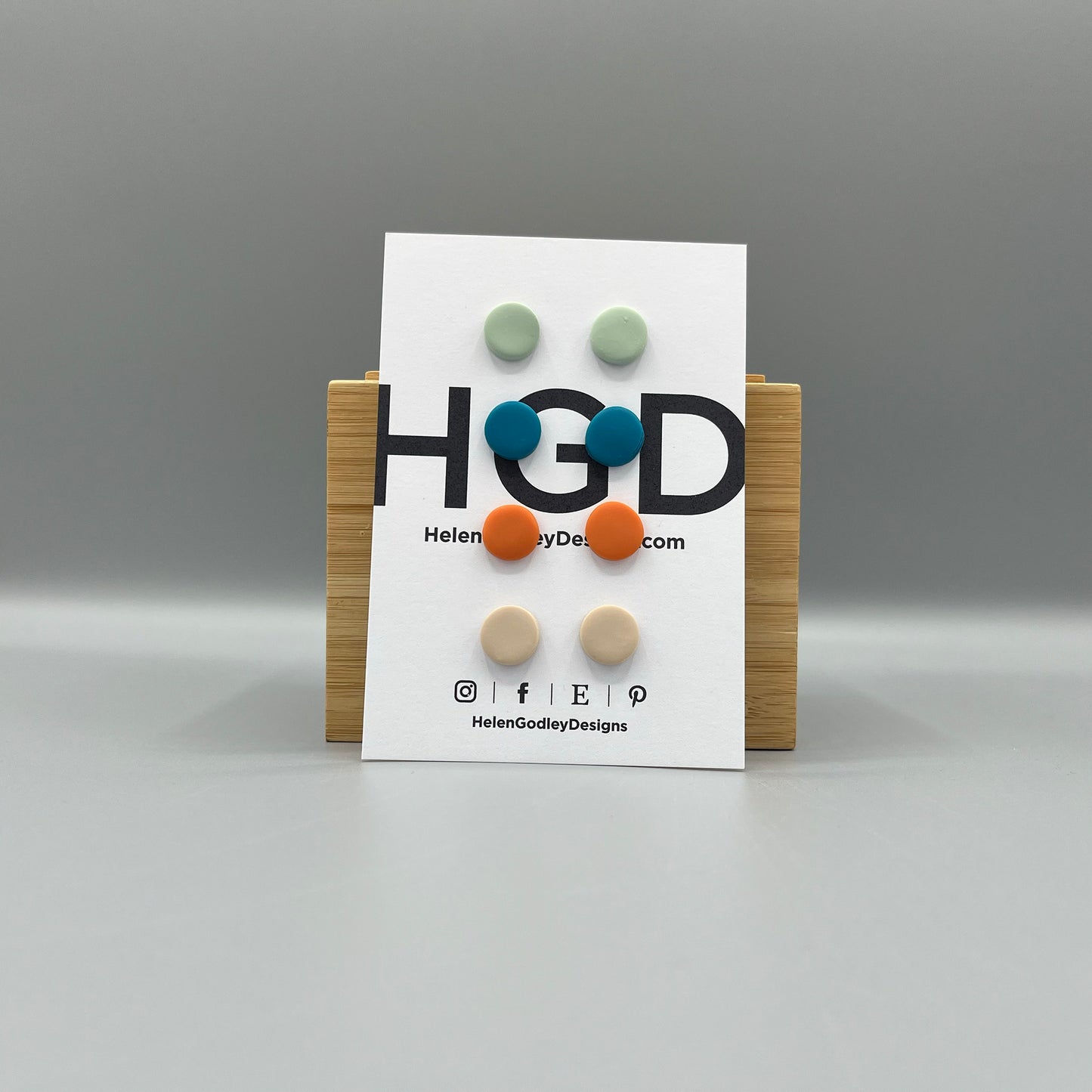 Polymer Clay Earring Studs – Plain Round