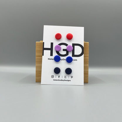 Polymer Clay Earring Studs – Plain Round