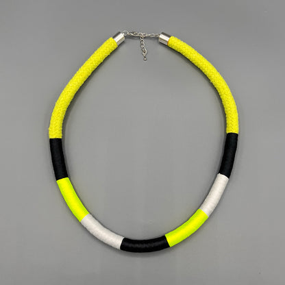 Thread Wrapped Rope Necklace - Citrus Yellow Stripe