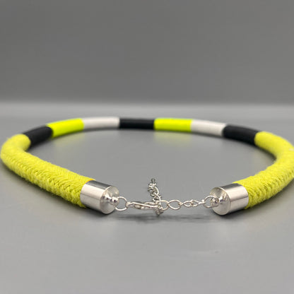 Thread Wrapped Rope Necklace - Citrus Yellow Stripe