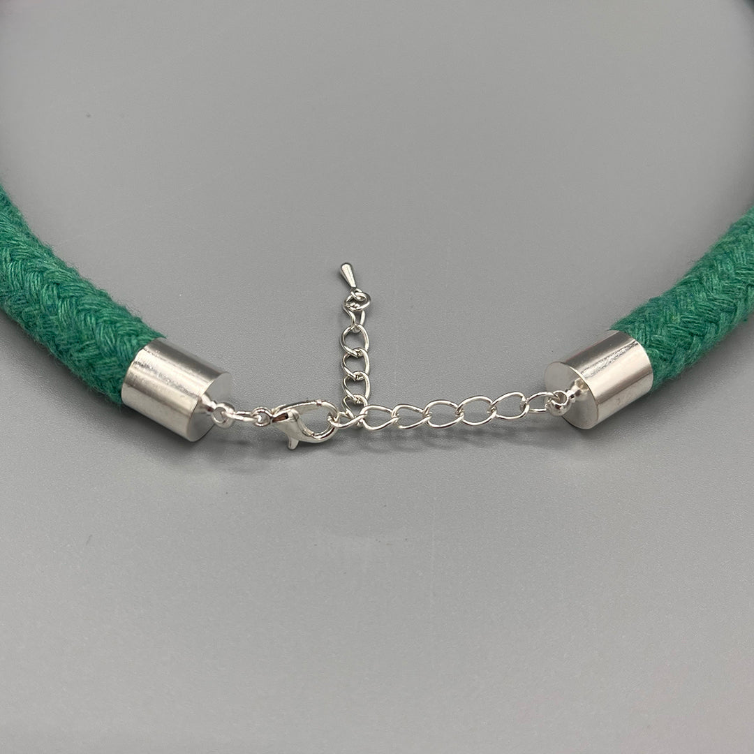 Thread Wrapped Rope Necklace - Green Pastel Stripe